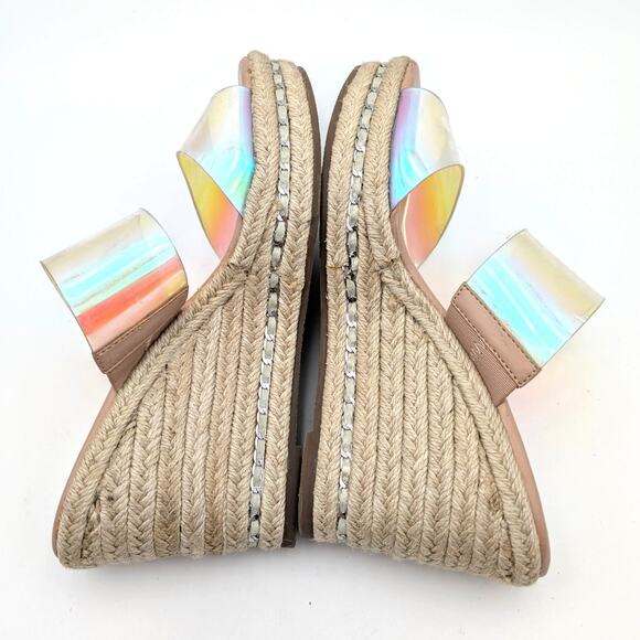 Karl Lagerfeld Cecily Wedge Sandal Womens Iridescent Rubber Size US9.5 EU40 - Picture 6 of 12